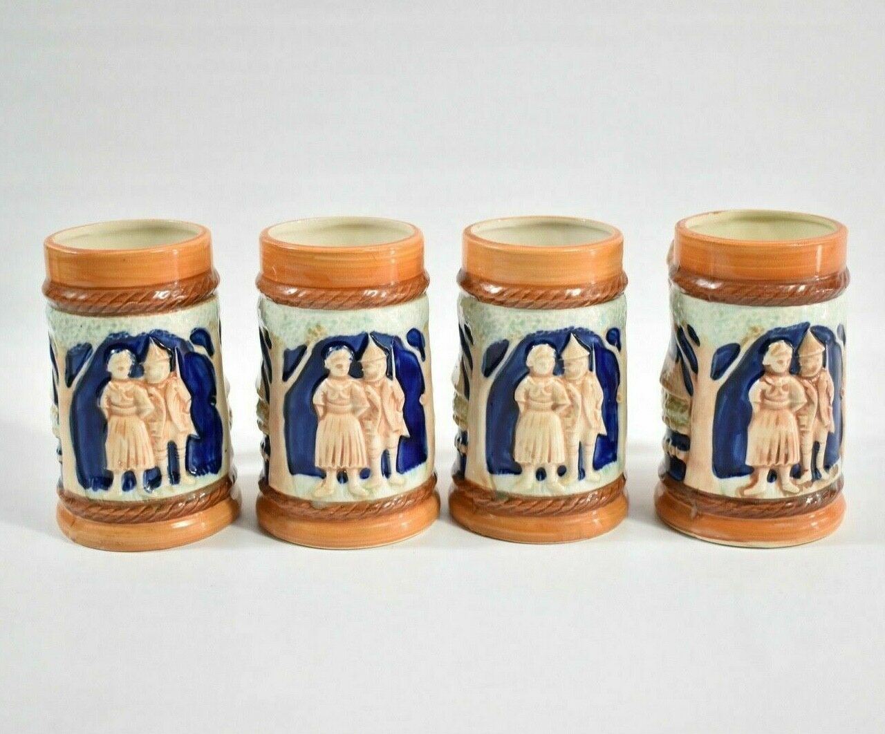 Beer Stein Mug Cup lot set of 4 Ceramic Vintage Beer Mug Set