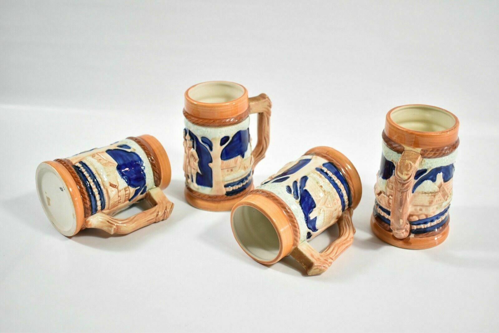 Beer Stein Mug Cup lot set of 4 Ceramic Vintage Beer Mug Set