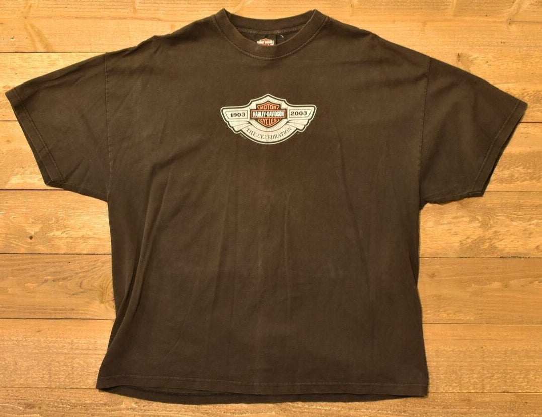 Vintage Harley Davidson Celebration T Shirt 1903 - 2003 Motorcycle Mens Authenti