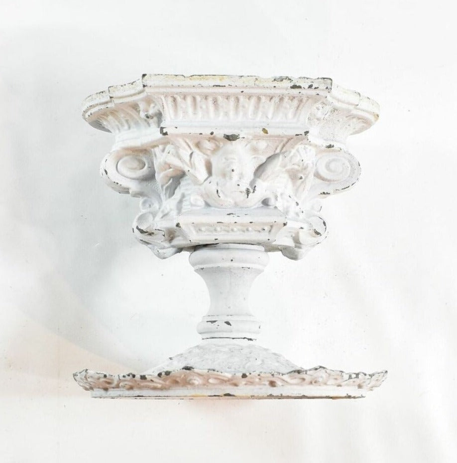 Victorian White Stand Used Metal Heavy podium White 5 inch tall