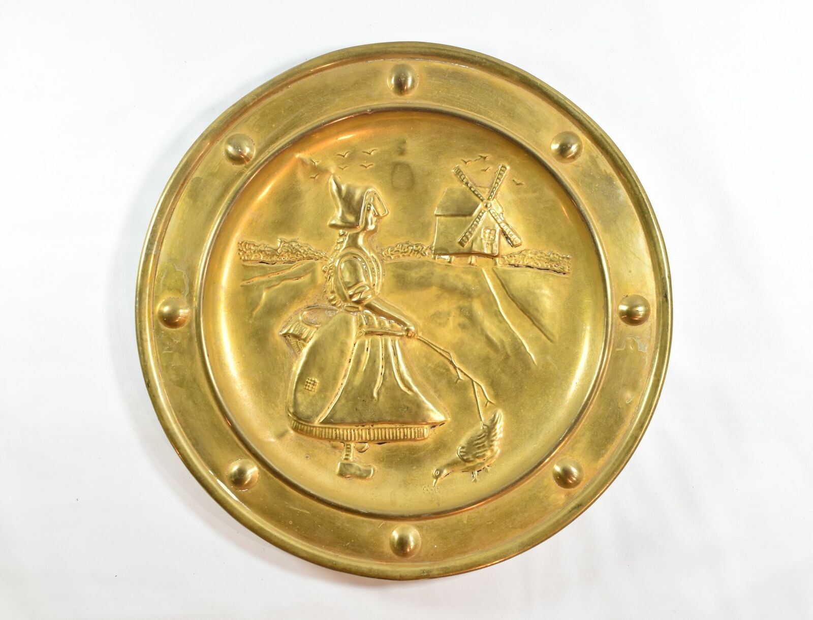 PEERAGE WALL HANGING PLATE EMBOSSED BRASS Pilgrim Ocean view