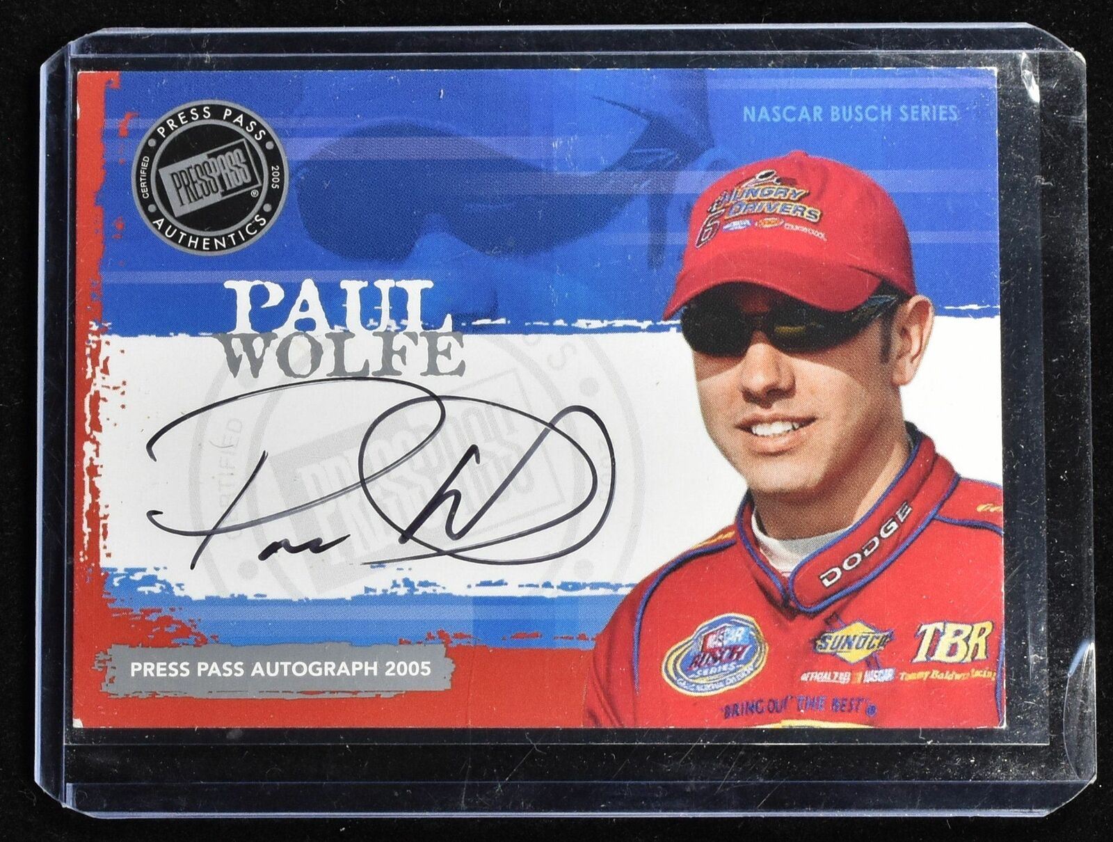 Paul Wolfe Press Pass Autograph 2005 Nascar Busch Series Nascar Card