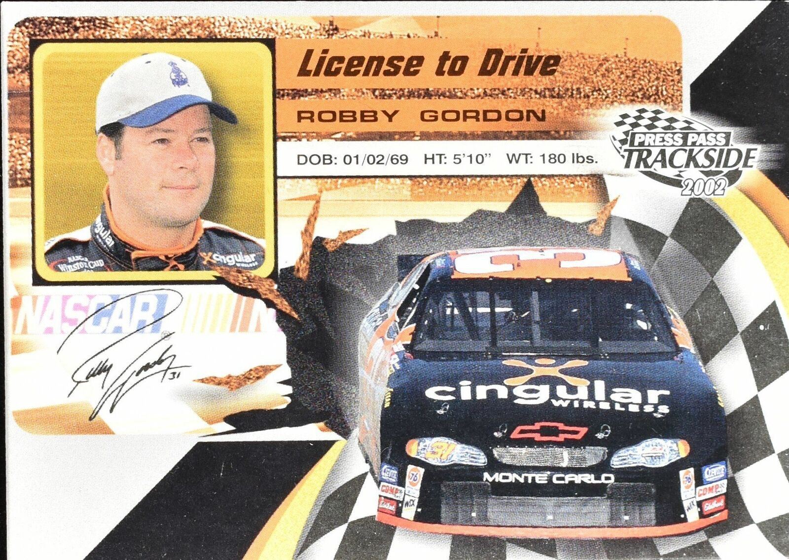 Robby gordon Press Pass Track Side 2002 Nascar LD 10/36