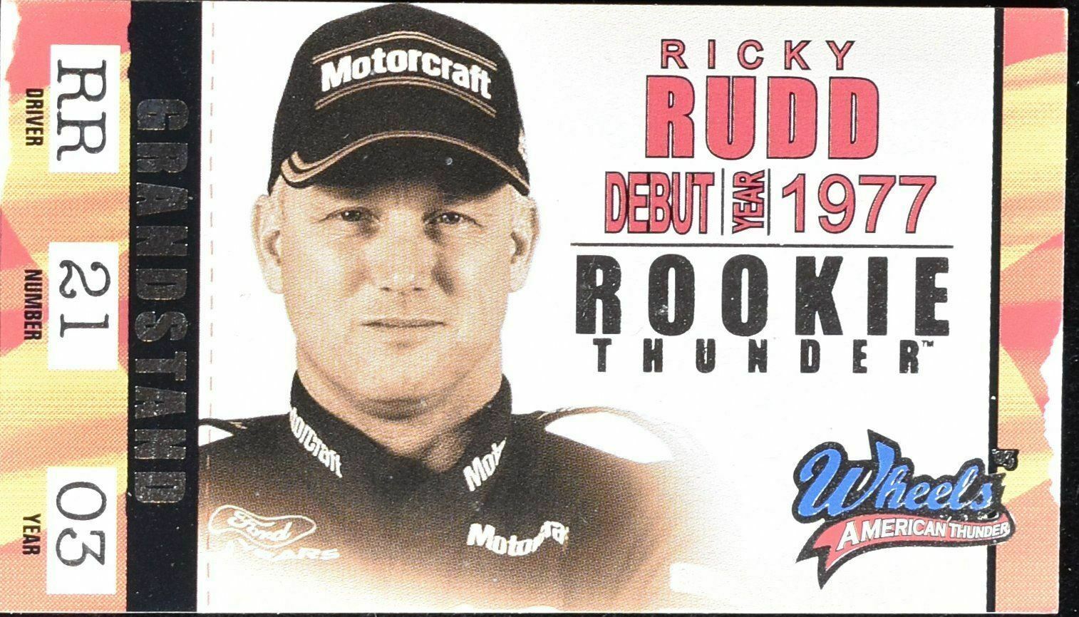 Ricky Rudd Debut 1977 Rookie Thunder Wheels American thunder Nascar Card RT 27 /