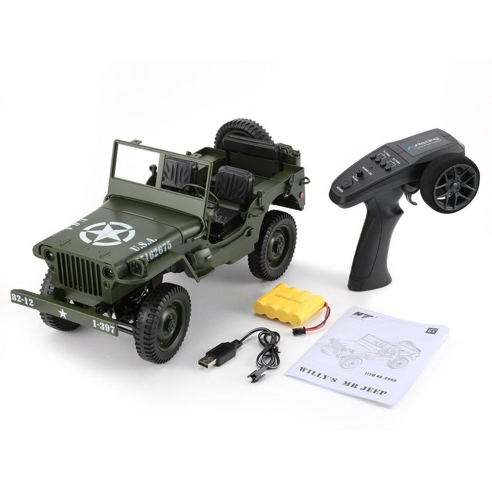 C606 1:10 RC Car 2.4G 4WD Convertible Remote Control Light Jeep Four-Wheel Drive