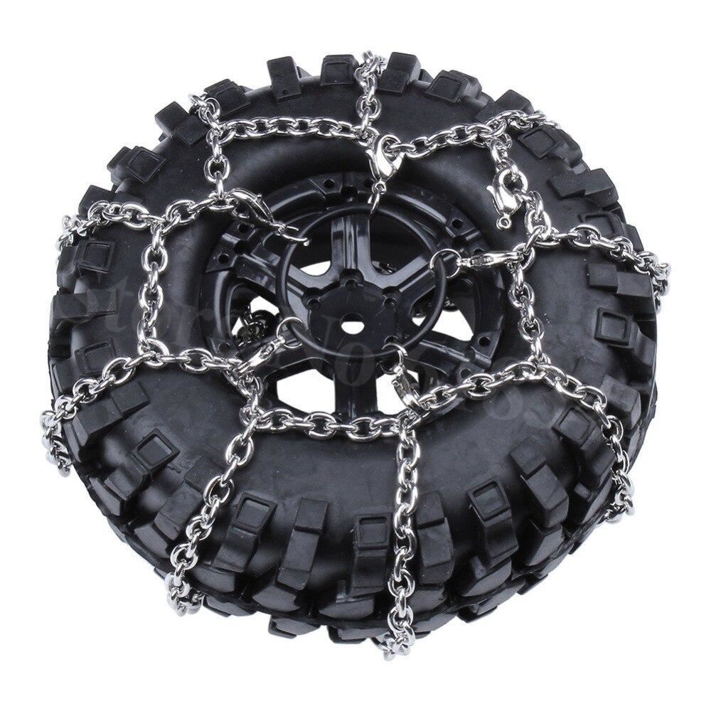 2pcs Metal Anti-slip Snow Chains Tire Chains for 1/10 RC Crawler Traxxas TRX4 Ax