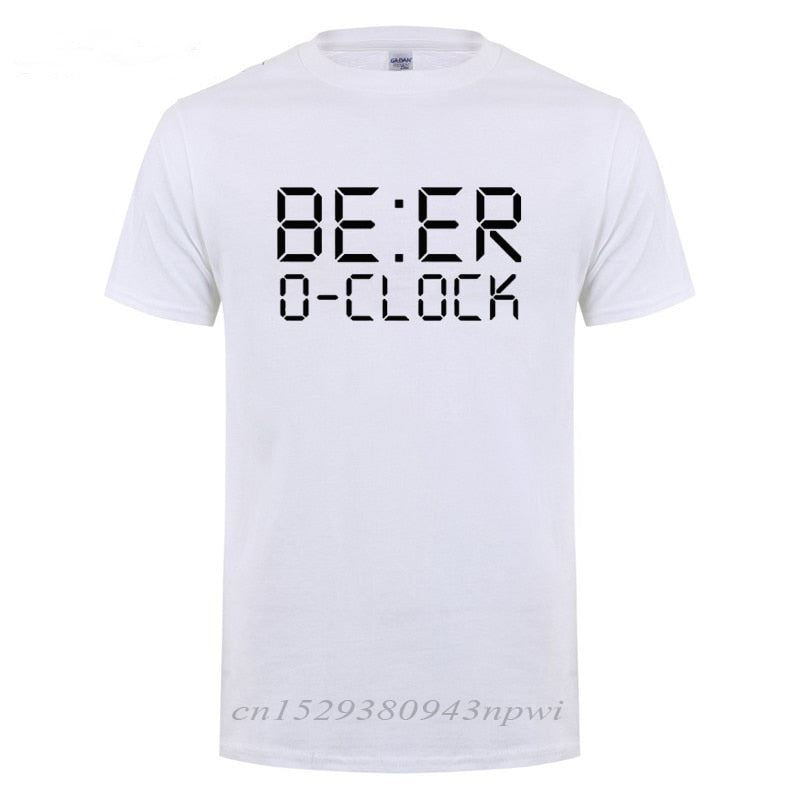 BEER O'CLOCK Drinking Party Joke T-Shirt Funny Birthday Gift For Men Dad Father