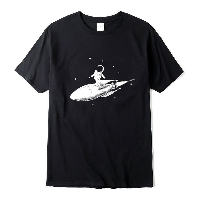 Men high quality tshirt 100% cotton short sleeve Funny space trip print men Tshi