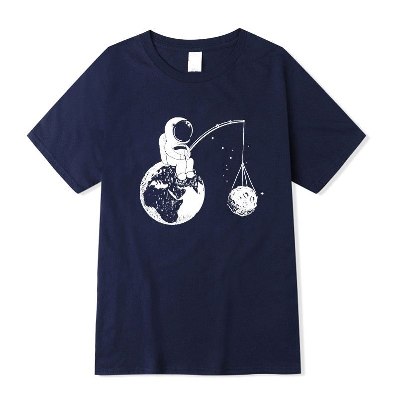 100% cotton casual short sleeve Funny design astronaut printing men T shirt o-ne