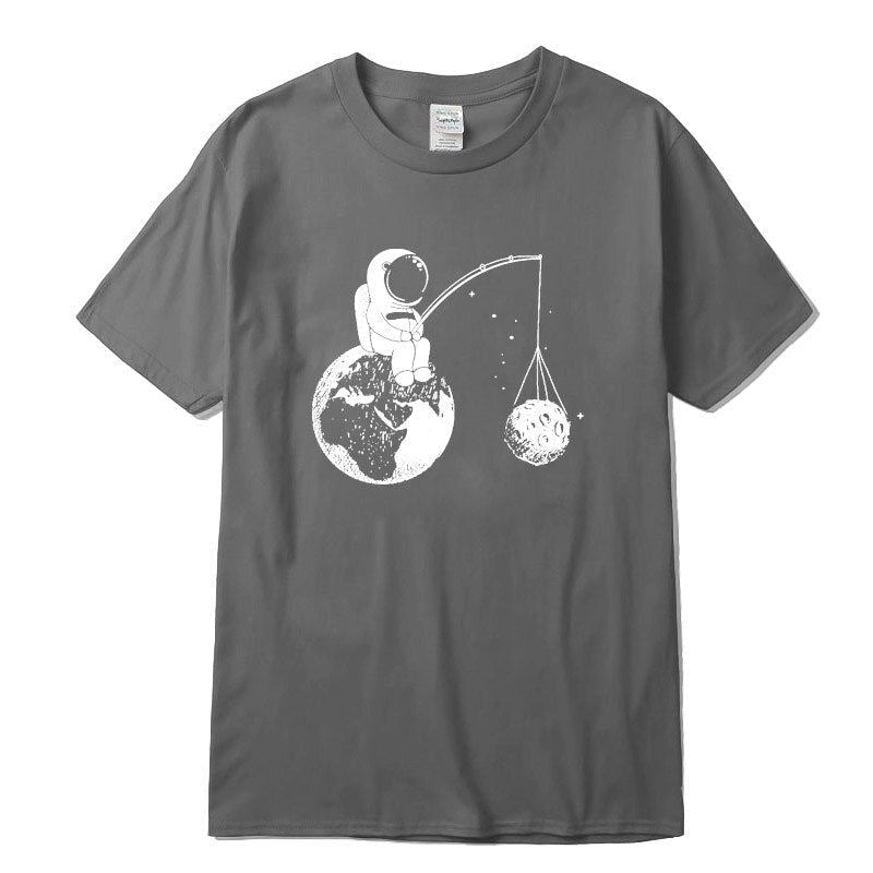 100% cotton casual short sleeve Funny design astronaut printing men T shirt o-ne