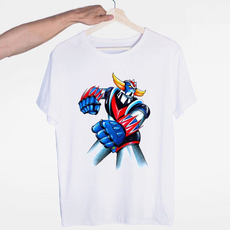 Men Print Robot Grendizer Japanese Anime Classic T-shirt O-Neck Short Sleeve Sum