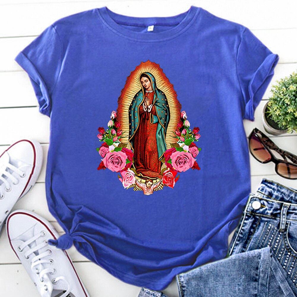 Shorts Sleeve Tops Virgin Mary Of Guadalupe Clothing Fashion Oversized T-Shirts