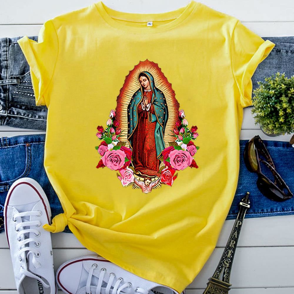 Shorts Sleeve Tops Virgin Mary Of Guadalupe Clothing Fashion Oversized T-Shirts