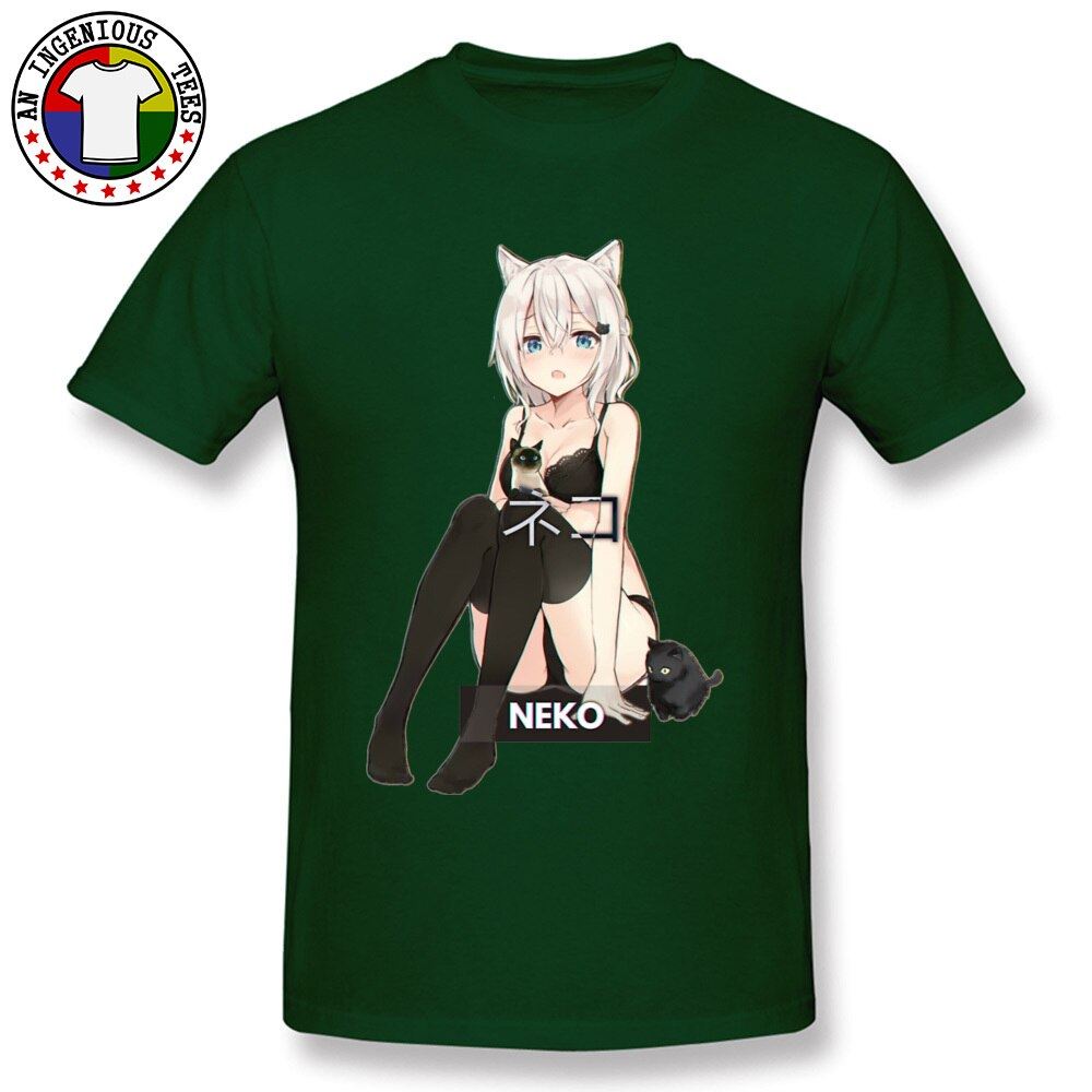 Neko Waifu Ahegao Girl T-shirts Otaku Senpai Nerdy Manga Harajuku Cat Tshirt Pin