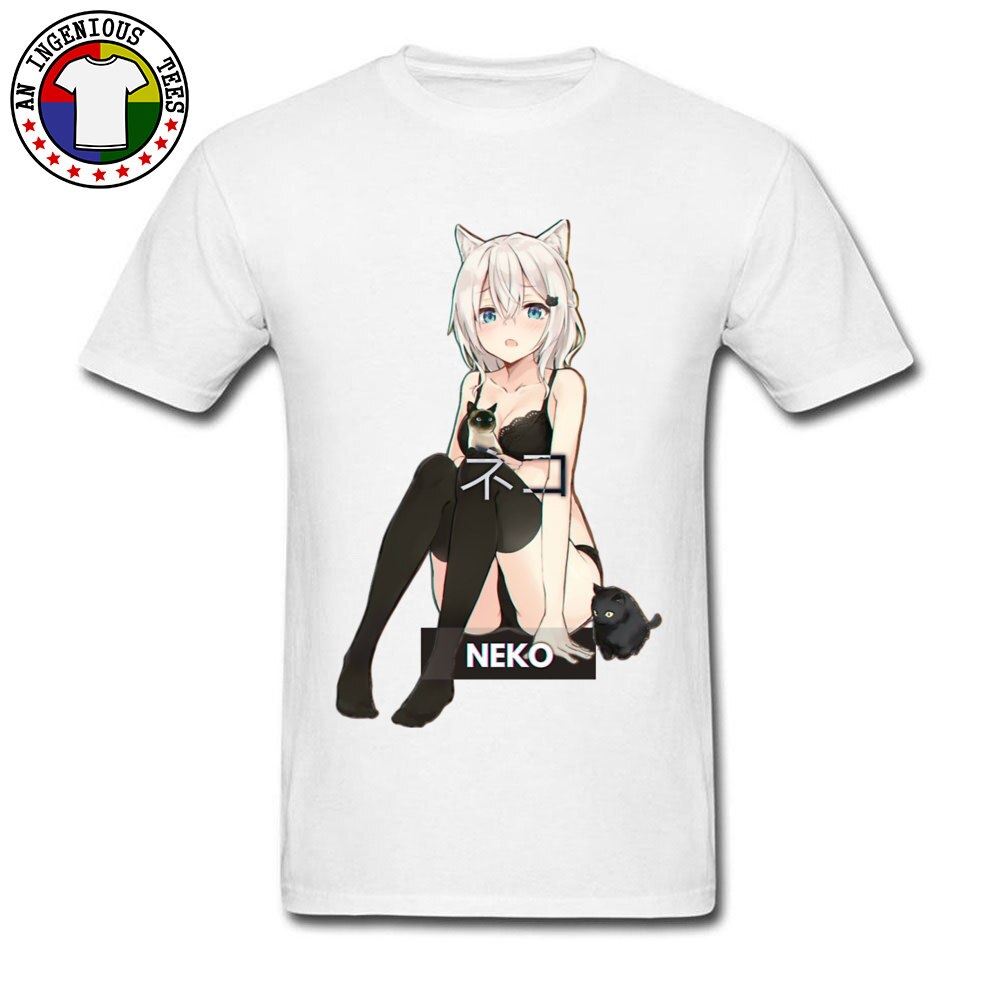 Neko Waifu Ahegao Girl T-shirts Otaku Senpai Nerdy Manga Harajuku Cat Tshirt Pin