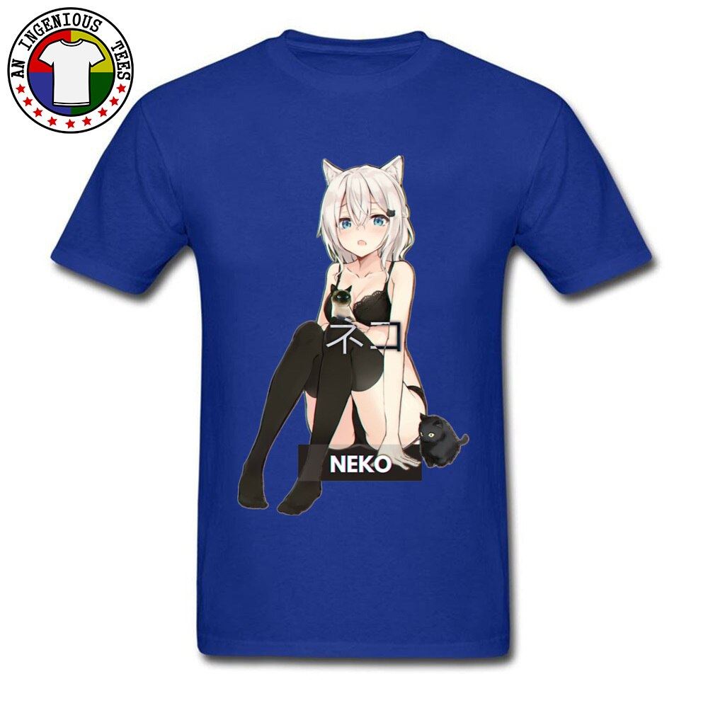 Neko Waifu Ahegao Girl T-shirts Otaku Senpai Nerdy Manga Harajuku Cat Tshirt Pin