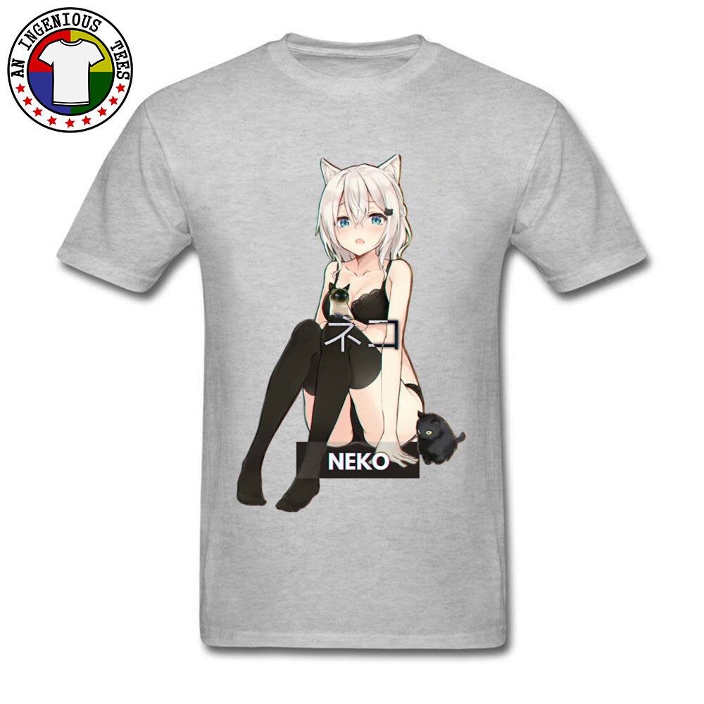 Neko Waifu Ahegao Girl T-shirts Otaku Senpai Nerdy Manga Harajuku Cat Tshirt Pin