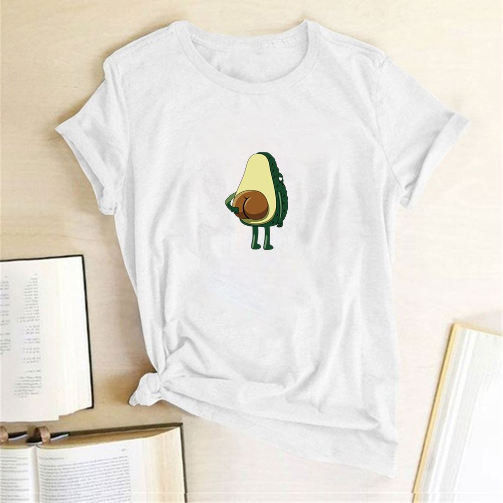 Women Graphic T shirts  Fashion T-shirts 2020 Polyester Funny Print Avocado frog