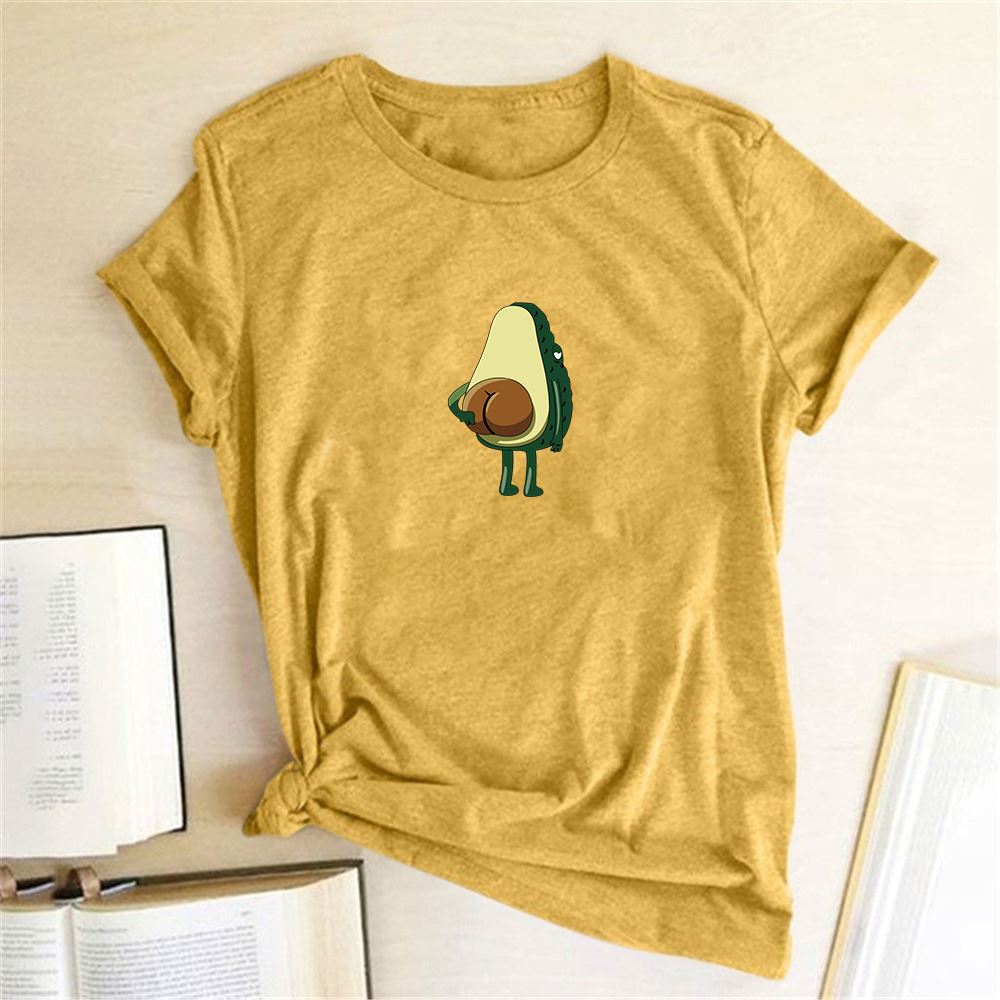 Women Graphic T shirts  Fashion T-shirts 2020 Polyester Funny Print Avocado frog