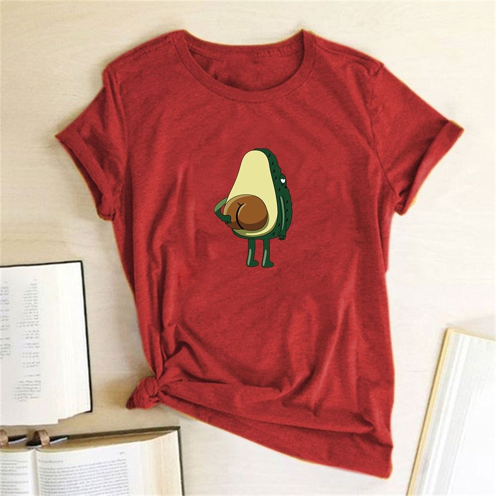 Women Graphic T shirts  Fashion T-shirts 2020 Polyester Funny Print Avocado frog