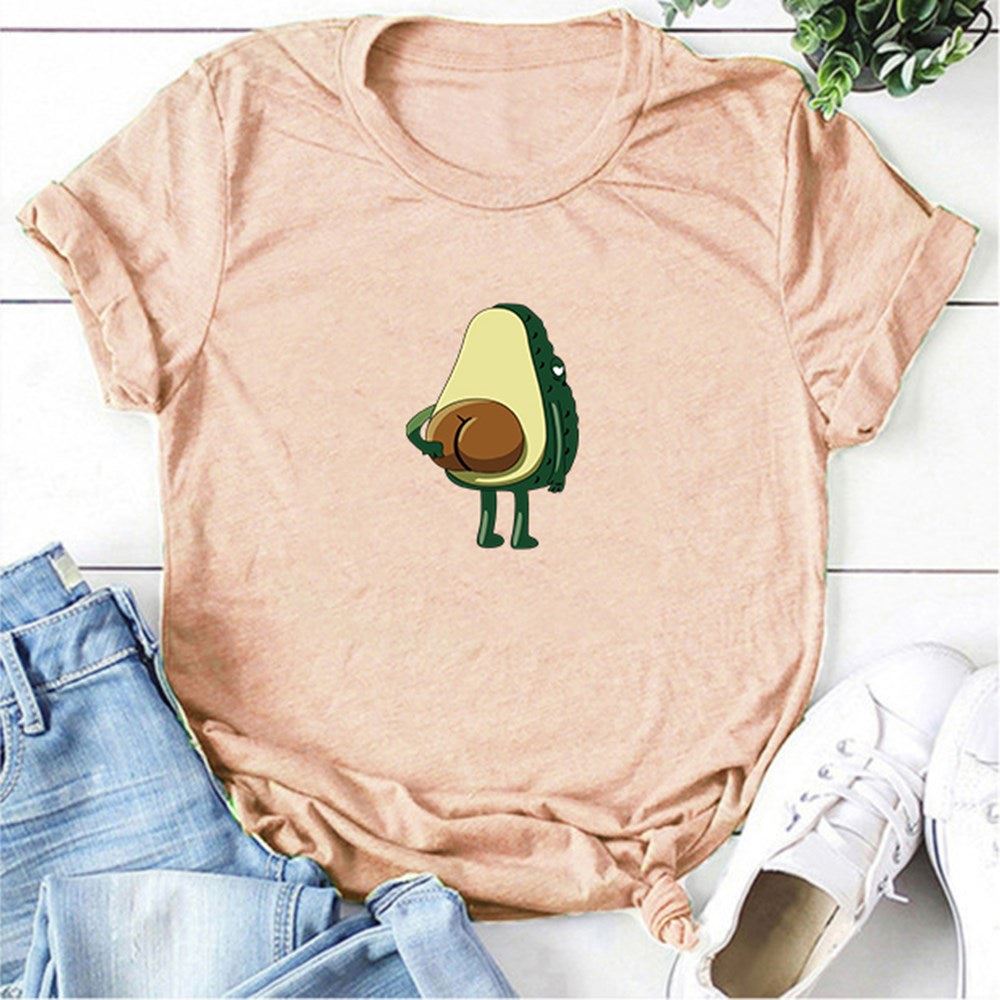 Women Graphic T shirts  Fashion T-shirts 2020 Polyester Funny Print Avocado frog