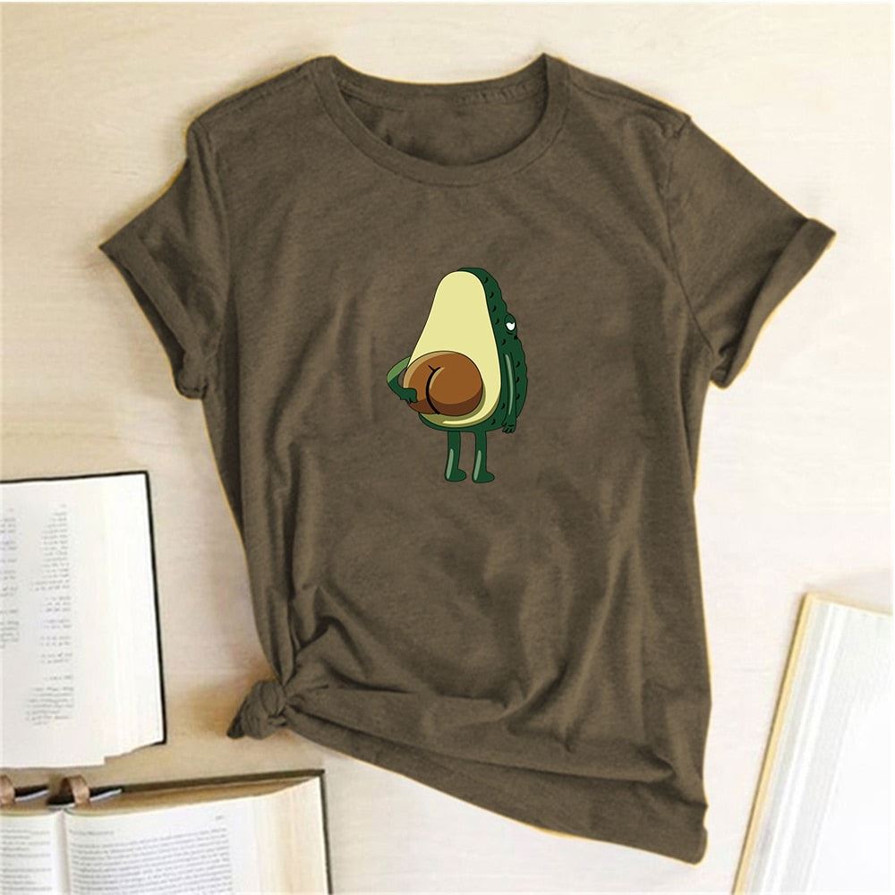 Women Graphic T shirts  Fashion T-shirts 2020 Polyester Funny Print Avocado frog