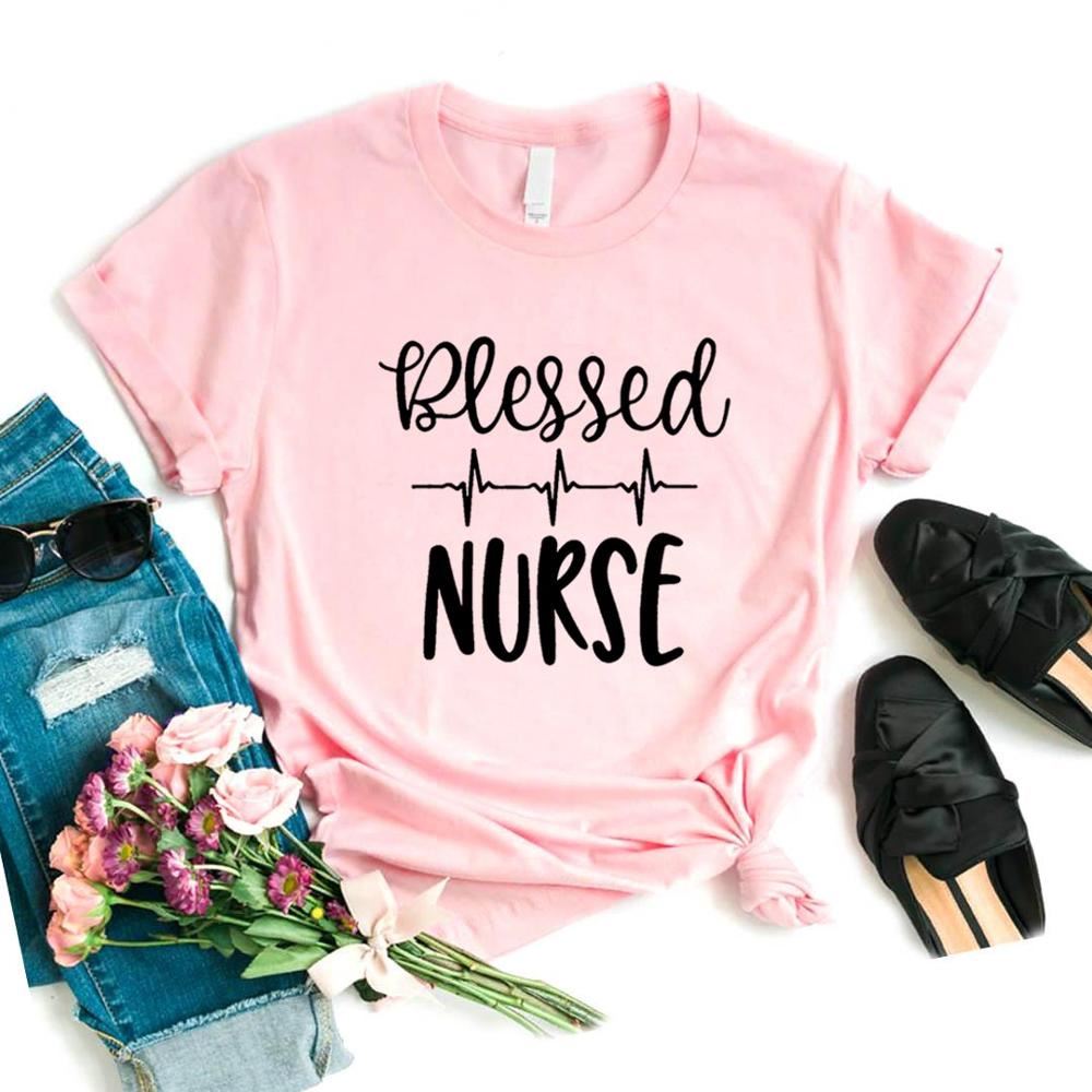 Blessed Nurse heartbeat Print Women tshirt Cotton Casual Funny t shirt Gift For