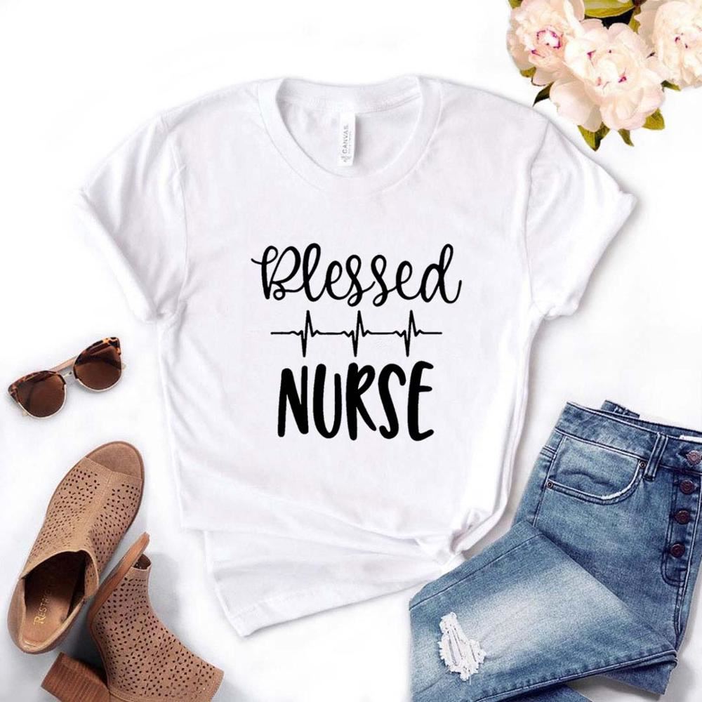 Blessed Nurse heartbeat Print Women tshirt Cotton Casual Funny t shirt Gift For