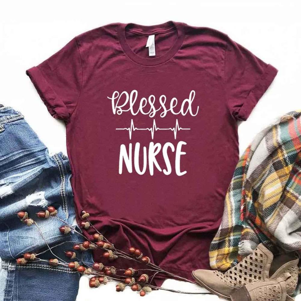 Blessed Nurse heartbeat Print Women tshirt Cotton Casual Funny t shirt Gift For