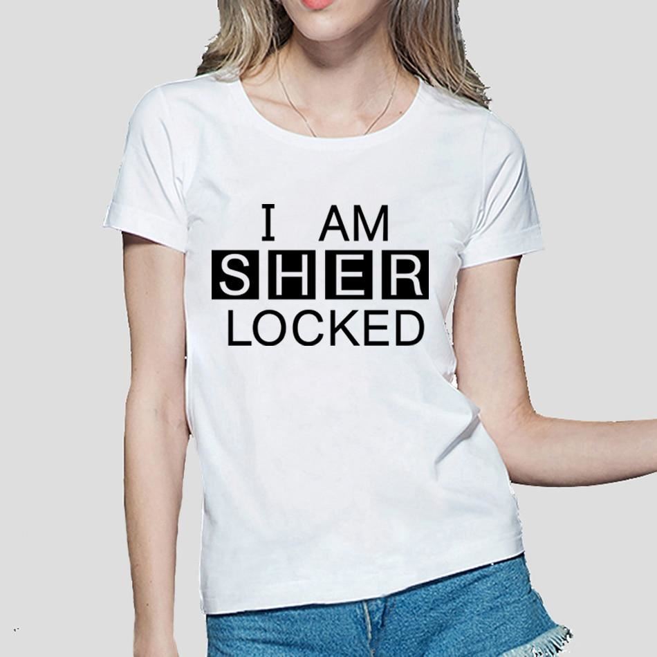 2020 I Am SHER Locked print women tshirt Sherlock Holmes funny cotton casual top