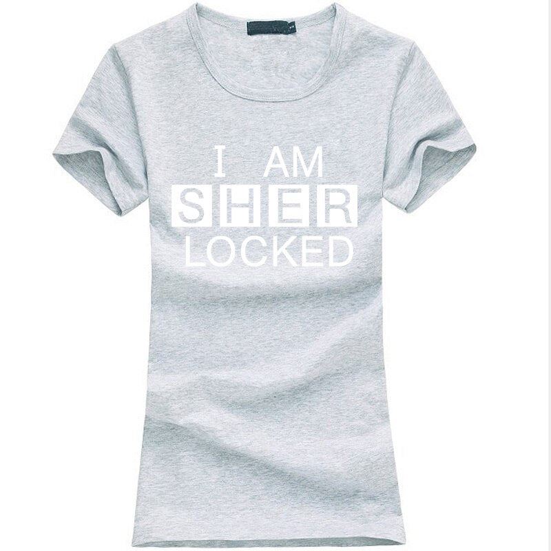 2020 I Am SHER Locked print women tshirt Sherlock Holmes funny cotton casual top