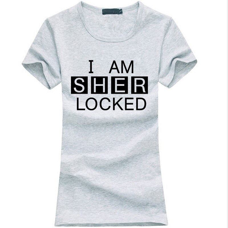 2020 I Am SHER Locked print women tshirt Sherlock Holmes funny cotton casual top