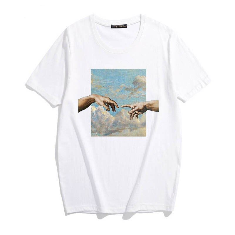 Michelangelo Cappella Sistina Harajuku Ulzzang Tumblr Women T-shirt New Summer F