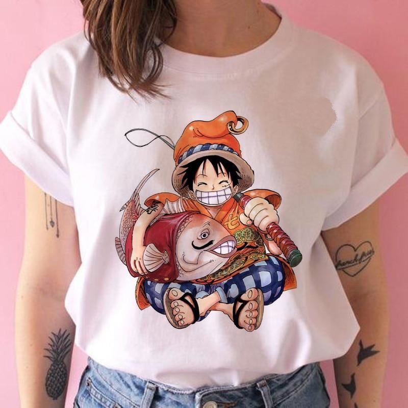 one piece t shirt women harajuku Anime 80s cartoon kawaii tshirt ulzzang summer