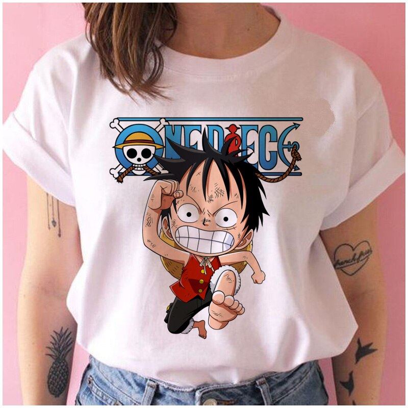 one piece t shirt women harajuku Anime 80s cartoon kawaii tshirt ulzzang summer