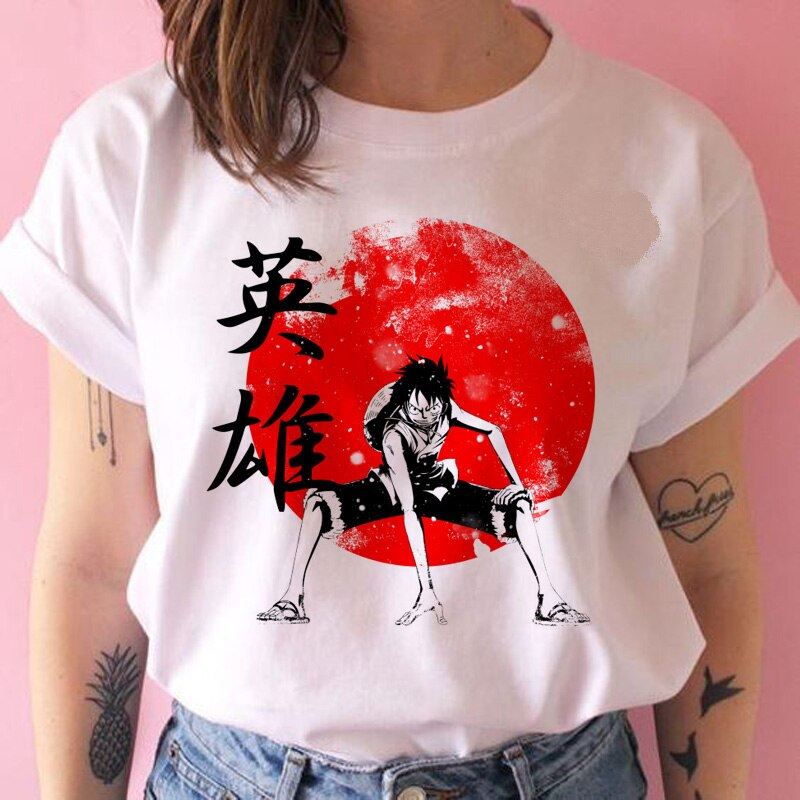 one piece t shirt women harajuku Anime 80s cartoon kawaii tshirt ulzzang summer