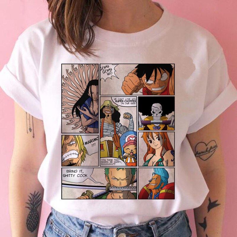 one piece t shirt women harajuku Anime 80s cartoon kawaii tshirt ulzzang summer