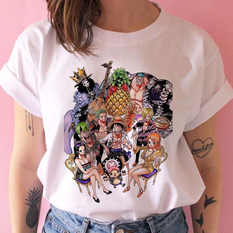 one piece t shirt women harajuku Anime 80s cartoon kawaii tshirt ulzzang summer