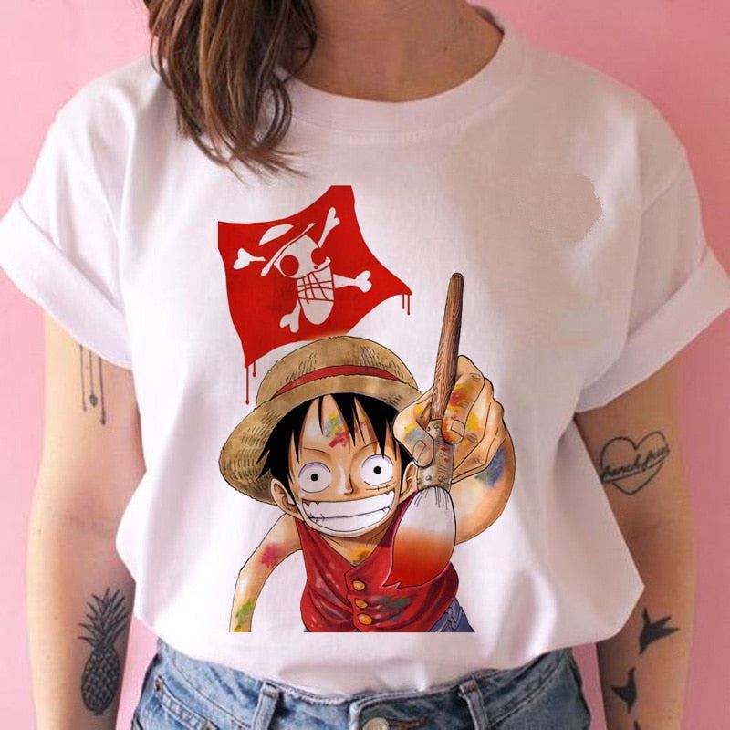 one piece t shirt women harajuku Anime 80s cartoon kawaii tshirt ulzzang summer