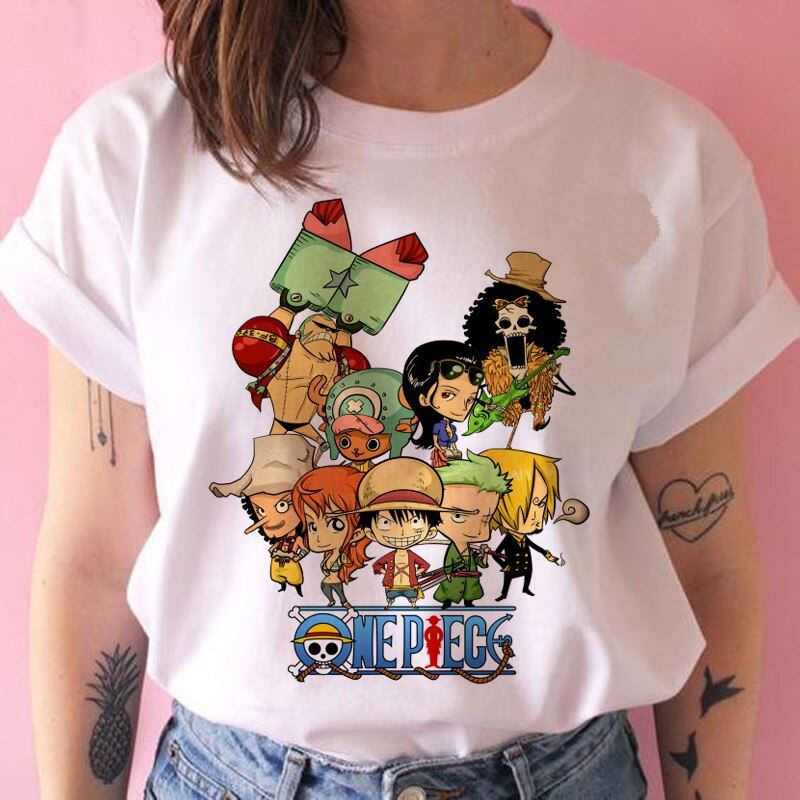 one piece t shirt women harajuku Anime 80s cartoon kawaii tshirt ulzzang summer