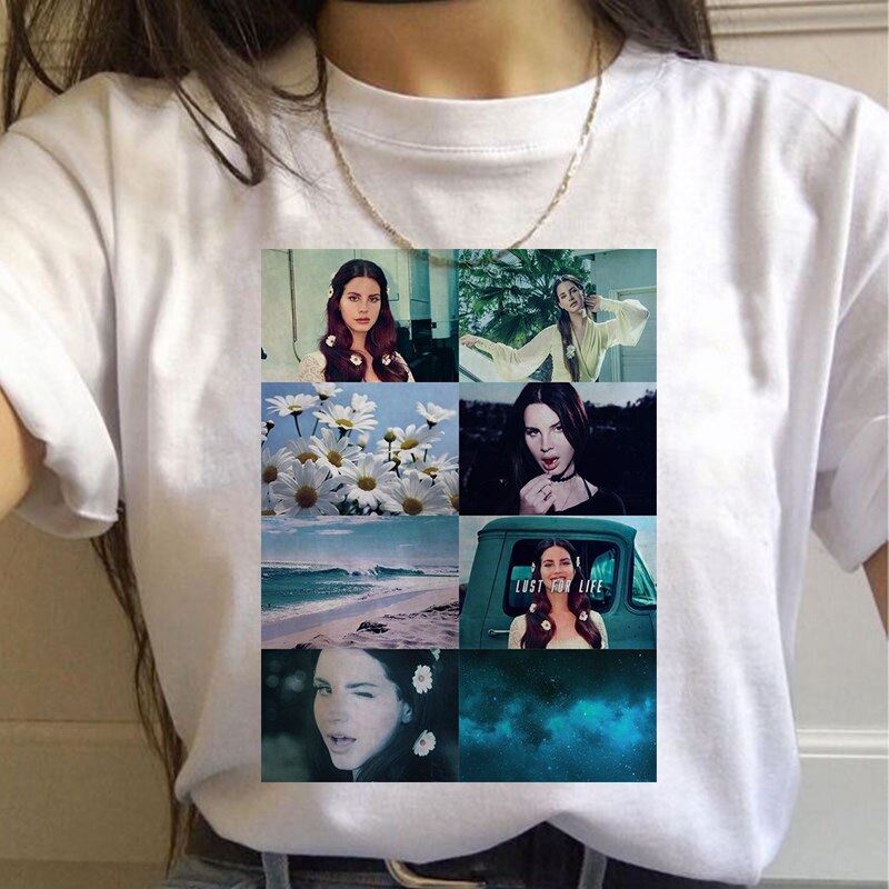 Lana Del Rey Harajuku Ullzang T Shirt Women Funny Print Fans T-shirt 90s Graphic