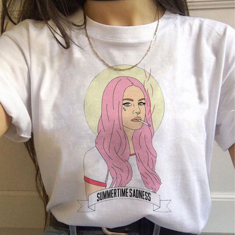 Lana Del Rey Harajuku Ullzang T Shirt Women Funny Print Fans T-shirt 90s Graphic