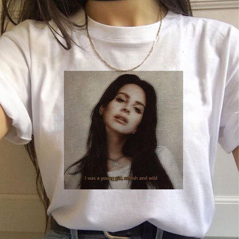 Lana Del Rey Harajuku Ullzang T Shirt Women Funny Print Fans T-shirt 90s Graphic