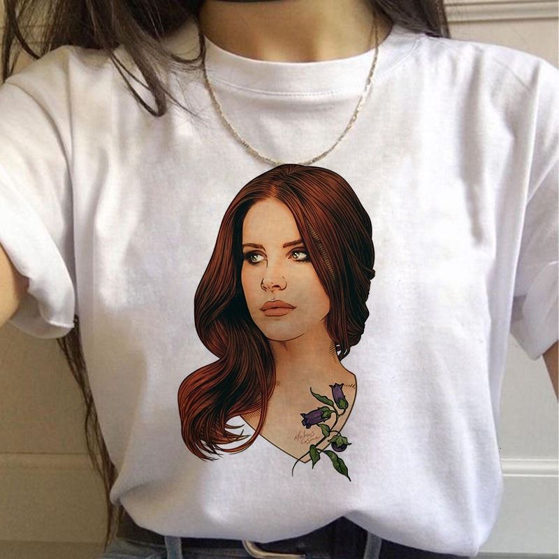 Lana Del Rey Harajuku Ullzang T Shirt Women Funny Print Fans T-shirt 90s Graphic