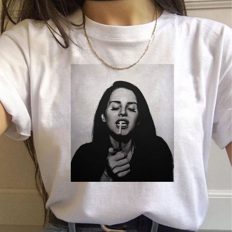 Lana Del Rey Harajuku Ullzang T Shirt Women Funny Print Fans T-shirt 90s Graphic