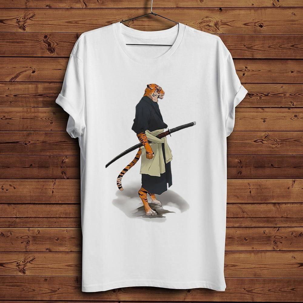 Japan animals Samurai ninja funny anime t shirt men 2019 summer new White casual