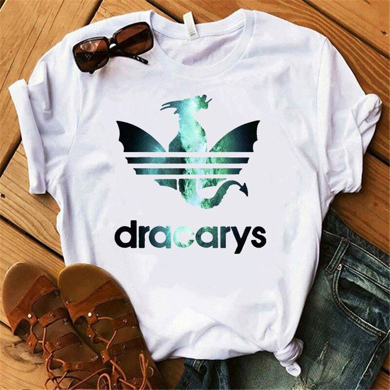 Streetware Dracarys Dragon Printed Female T-shirt Europe America Summer Vogue Wo