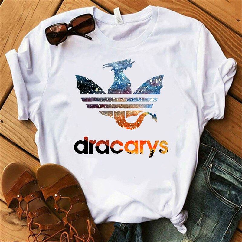 Streetware Dracarys Dragon Printed Female T-shirt Europe America Summer Vogue Wo