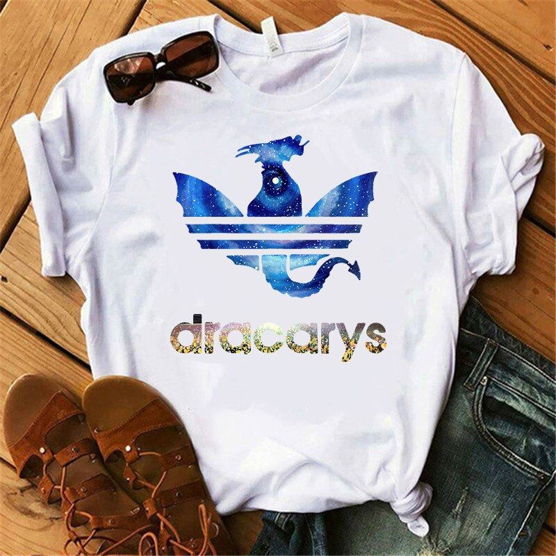 Streetware Dracarys Dragon Printed Female T-shirt Europe America Summer Vogue Wo