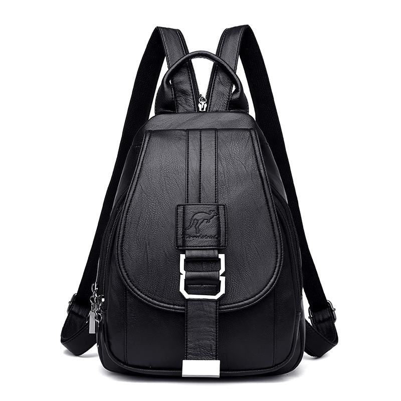 Women Leather Backpacks Vintage Female Shoulder Bag Sac A Dos Travel Ladies Bagp